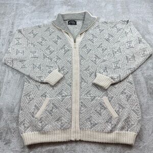 Tejidos José Catacachi 100% Baby alpaca knit sweater men’s XXL gray geometric